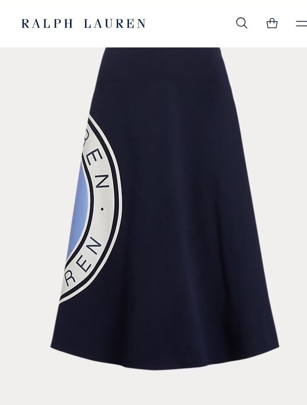 Lauren by Ralph Lauren Womens Logo Nautical A-Line Skirt Navy Blue size 10